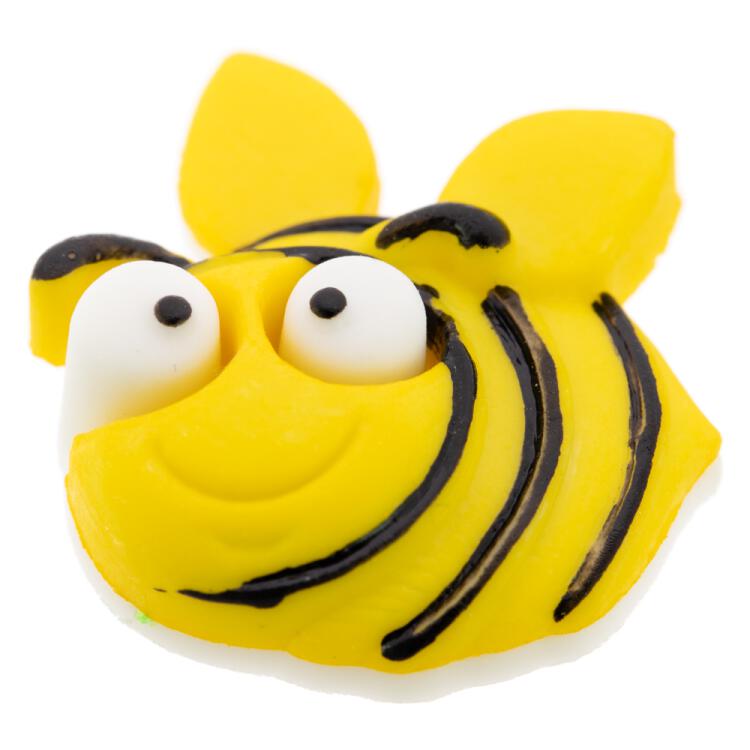 Kinderknopf -  fleißige Biene in Schwarz-Gelb 20mm