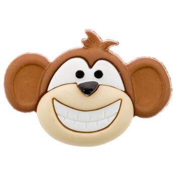 Kinderknopf -  lachender Affenkopf in Beige-Braun