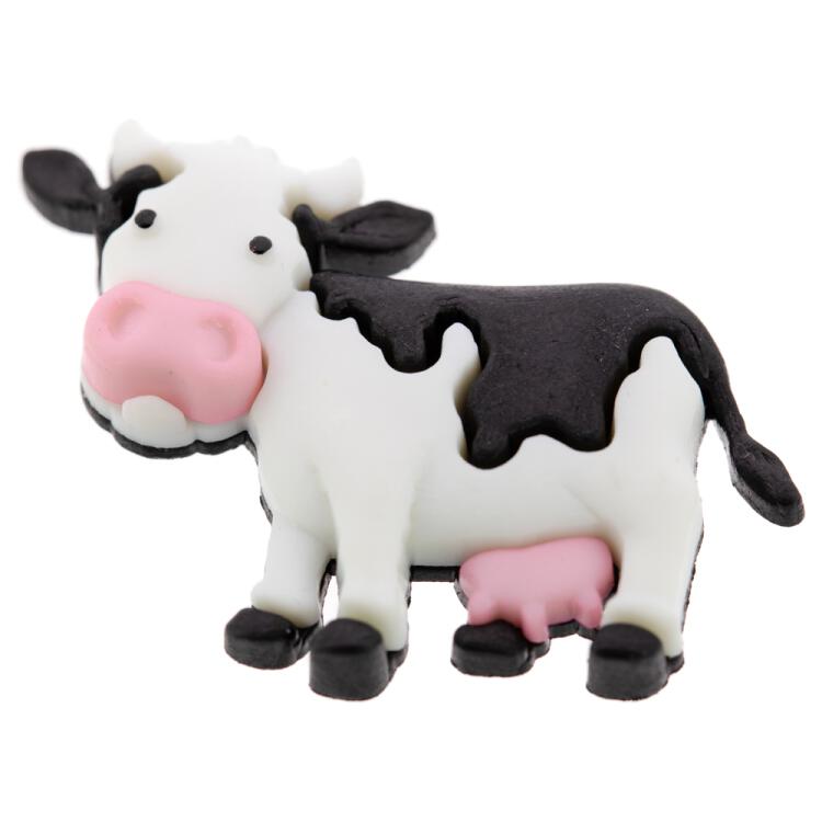 Kinderknopf -  eine schwarz-weiße Kuh macht Muh 35mm