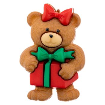 Weihnachtsknopf - Teddybär-Mädchen mit...