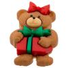 Weihnachtsknopf - Teddybär-Mädchen mit Weihnachtsgeschenk
