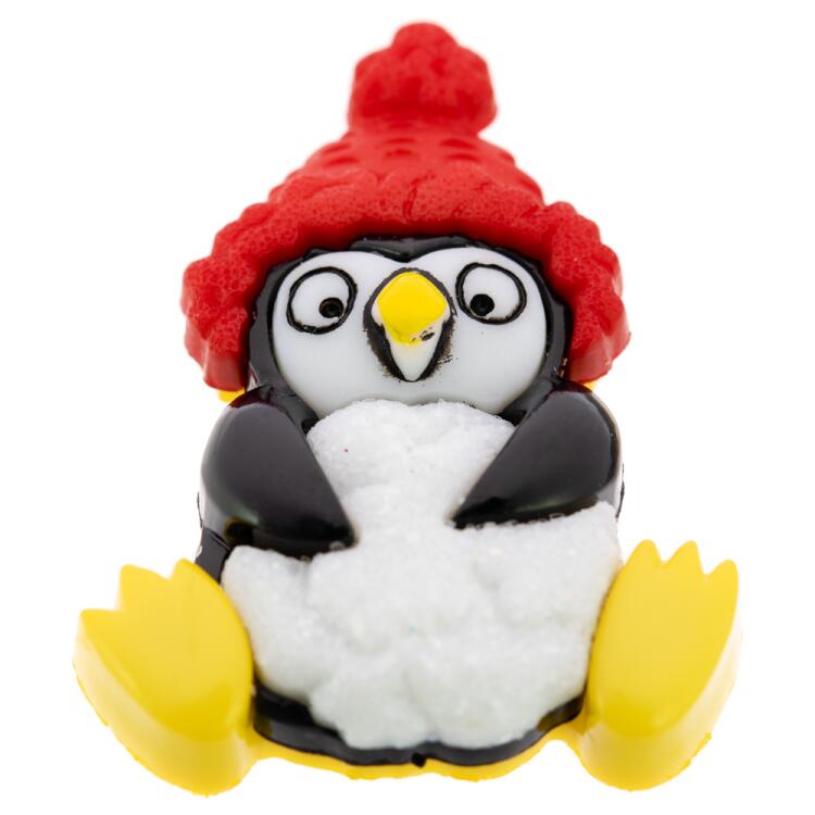 Weihnachtsknopf - Niedlicher Pinguin mit roter Mütze 25mm