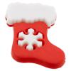Weihnachtsknopf - roter Stiefel mit weißer Schneeflocke