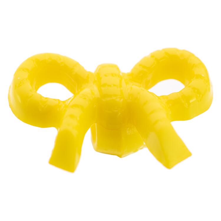 Kinderknopf - winziges Schleifchen in Gelb 13mm