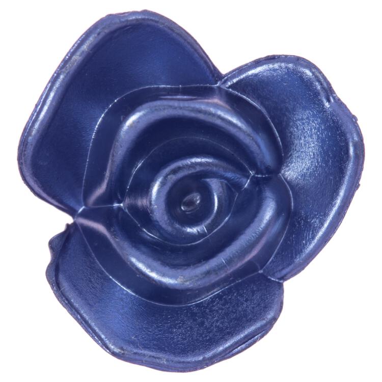 Zierknopf in Form einer Rosenblüte in Perlmuttblau