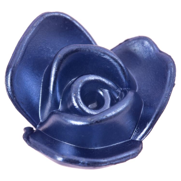 Zierknopf in Form einer Rosenblüte in Perlmuttblau 20mm