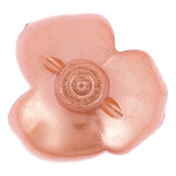 Zierknopf in Form einer Rosenblüte in Perlmutt-Kupfer