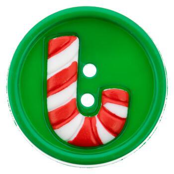 Weihnachtsknopf - grüner Knopf mit bunter Zuckerstange