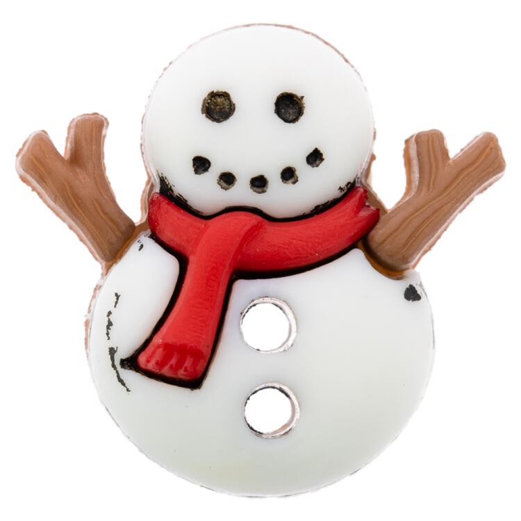 Weihnachtsknopf - Schneemann mit rotem Schal  18mm