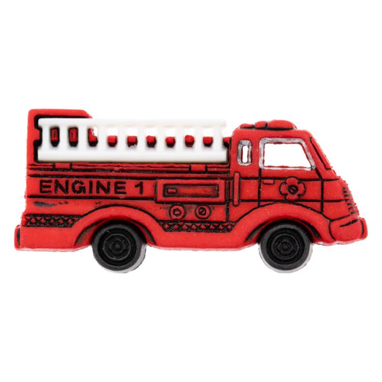 Kinderknopf - rotes Feuerwehrauto aus Kunststoff