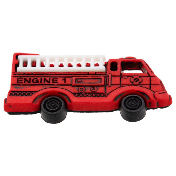 Kinderknopf - rotes Feuerwehrauto aus Kunststoff 38mm