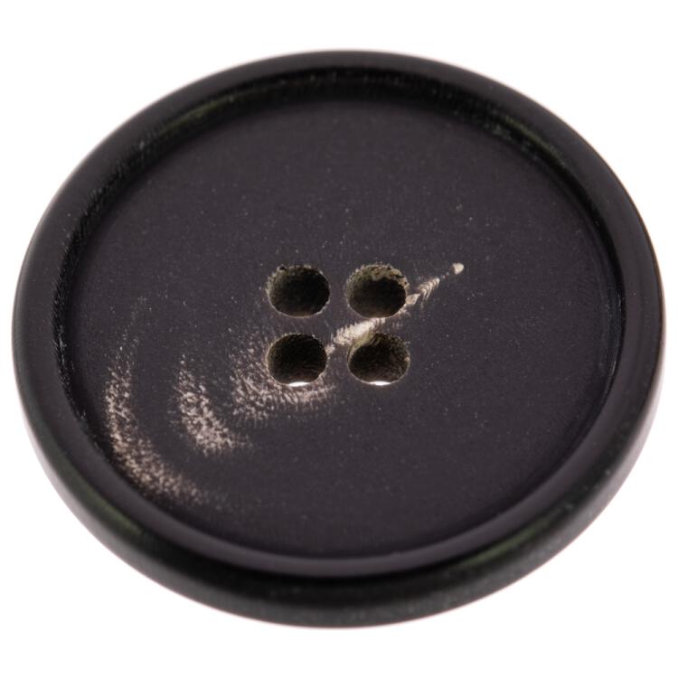 Hornknopf in Schwarz mit schmalem Rand und schöner Maserung 15mm