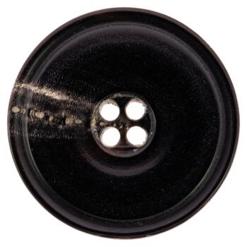 Moderner Hornknopf in Schwarz mit schmalem Rand und schöner Maserung, innen leicht bombiert