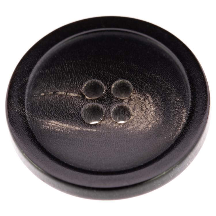 Klassischer Hornknopf in Schwarz mit schöner Maserung 15mm