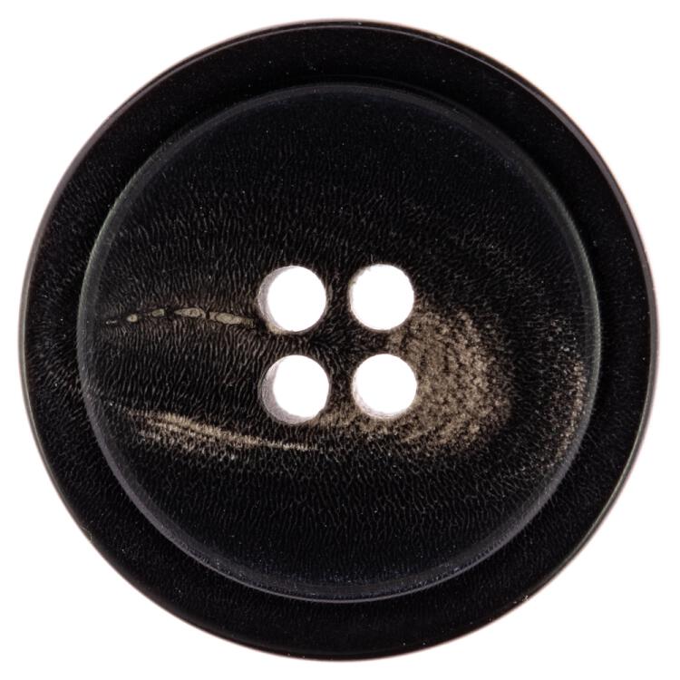 Klassischer Hornknopf in Schwarz mit schöner Maserung 15mm