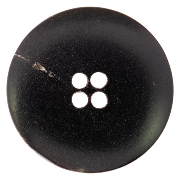 Hornknopf in Schwarz mit schmalem Rand, braun angebrannt 15mm