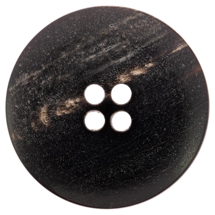 Schwarzer Hornknopf mit eingraviertem Flechtmuster 15mm