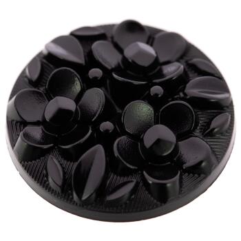 Kunststoffknopf in Schwarz mit 3-D-Blumenmotiv