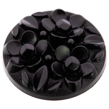 Kunststoffknopf in Schwarz mit 3D-Blumenmotiv