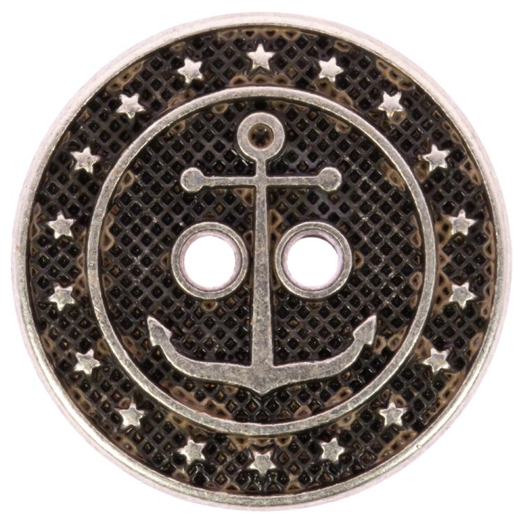 Maritimer Knopf aus Metall in Altsilber 15mm