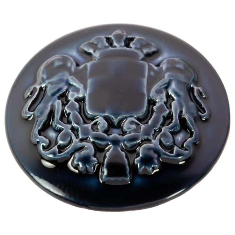 Wappenknopf aus Metall in Marineblau 15mm