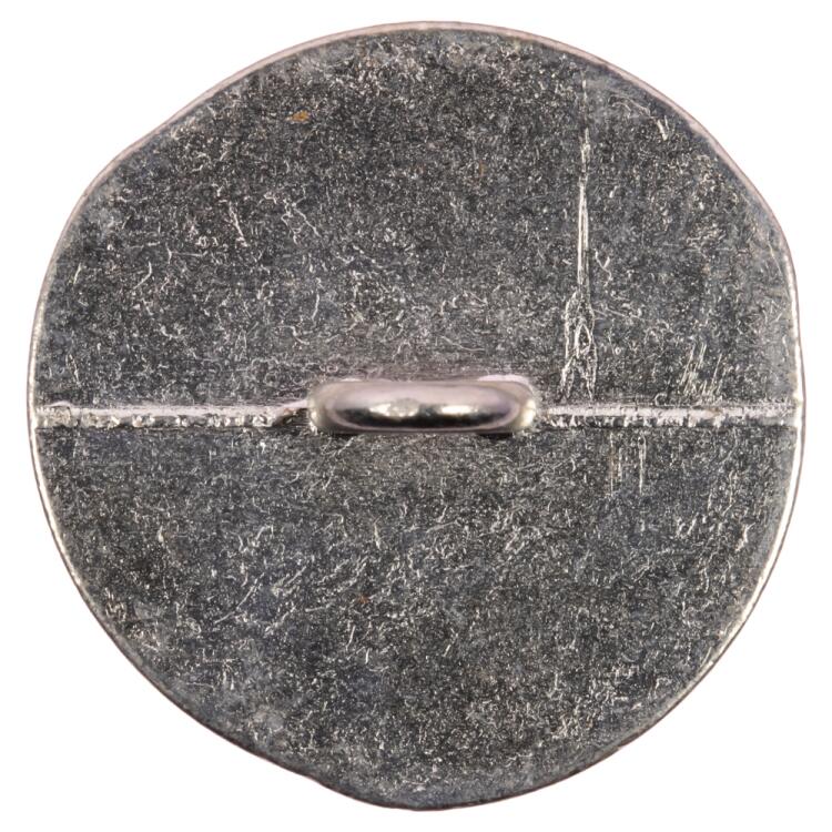 Silberner Metallknopf, Vorderseite emailliert in drei Grautönen 13mm