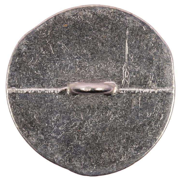Silberner Metallknopf, Vorderseite emailliert in drei Grautönen 23mm