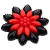 Zierknopf aus Kunststoff in Blumenform in Schwarz-Rot