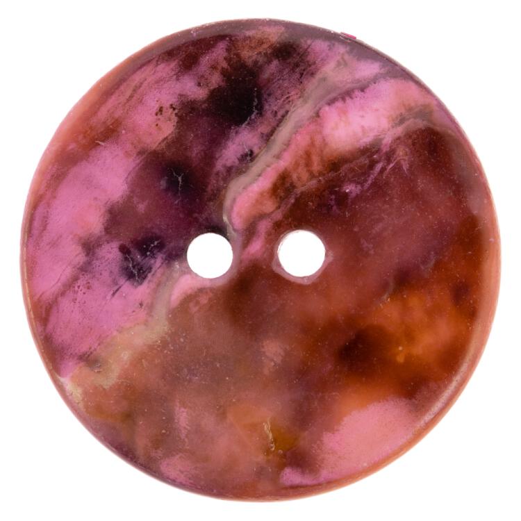Perlmuttknopf rosa gefärbt mit geometrischem Lasermotiv 11mm