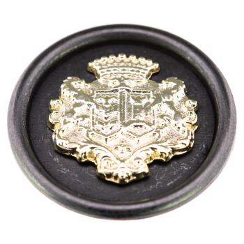 Metallknopf in Schwarz mit Wappen-Einsatz in Icegold
