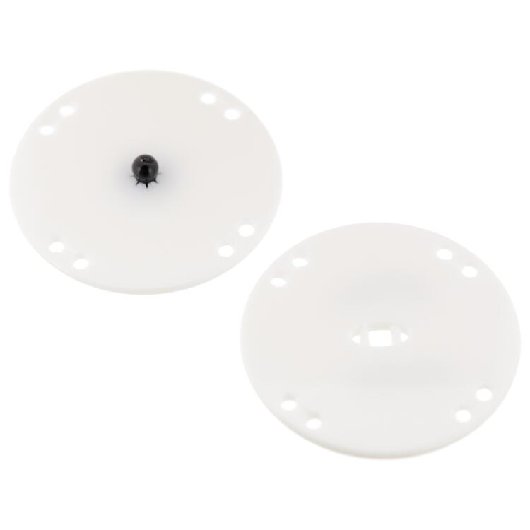 Druckknopf aus Kunststoff in Weiß mit schwarzem Pin, SlimLine extra leicht 23mm