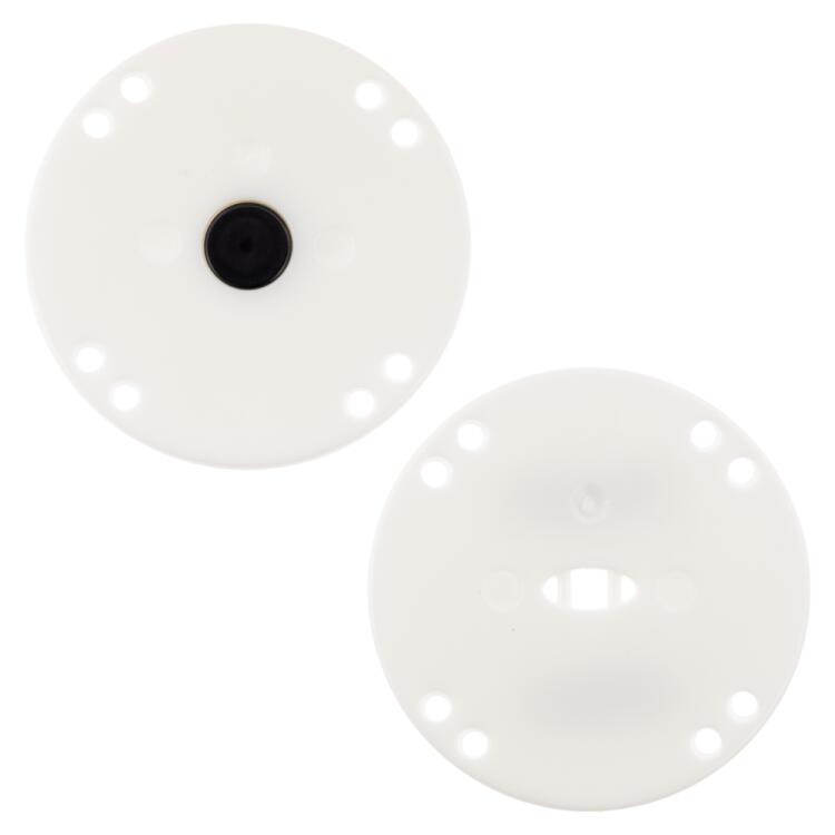 Druckknopf aus Kunststoff in Weiß mit schwarzem Pin, SlimLine extra leicht 30mm