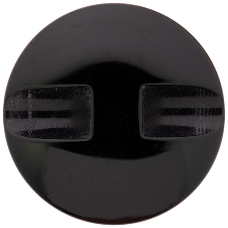 Kunststoffknopf in modernem Design in Schwarz-Rot mit Softtouch-Schicht 28mm