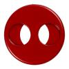 Metallknopf rot lackiert mit zwei ovalen Großlöchern