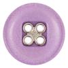 Kunststoffknopf lila glitzernd mit silberner Vierloch-Einlage