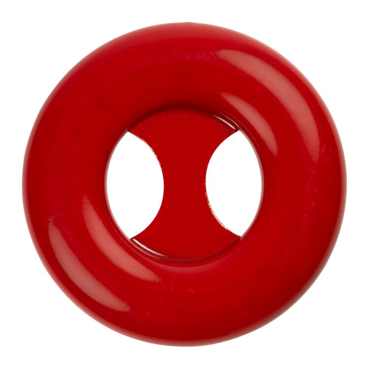 Metallknopf rot lackiert mit zwei ovalen Großlöchern 18mm