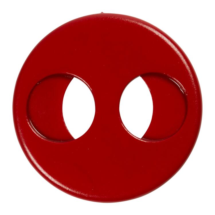 Metallknopf rot lackiert mit zwei ovalen Großlöchern 23mm