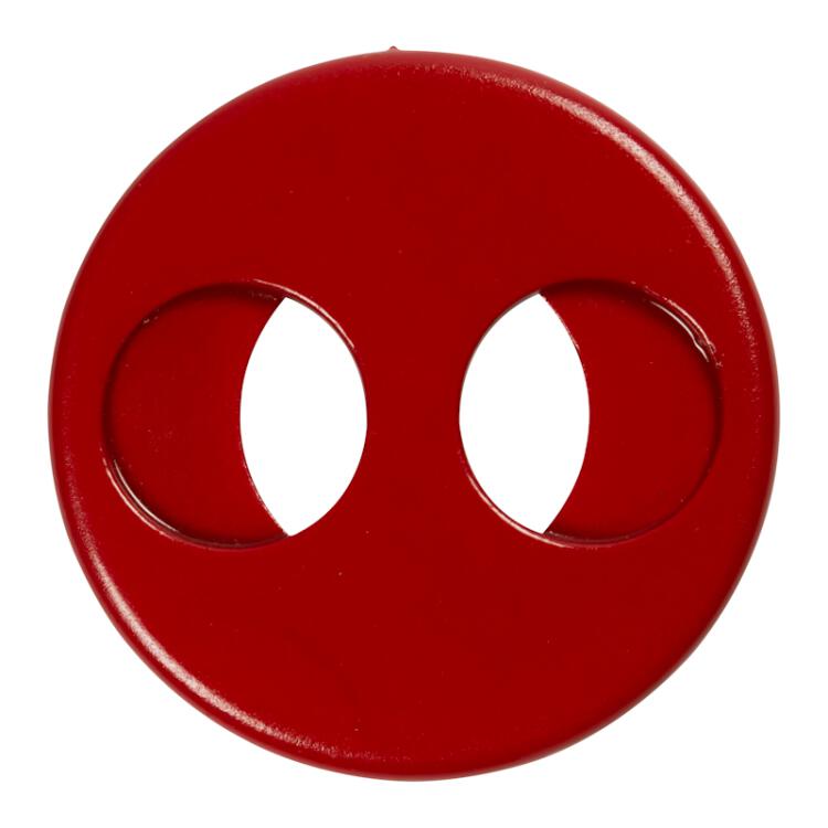 Metallknopf rot lackiert mit zwei ovalen Großlöchern 28mm