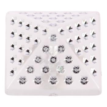 Kunststoffknopf in Pyramidenform transparent mit glitzernden Punkten und Metallöse