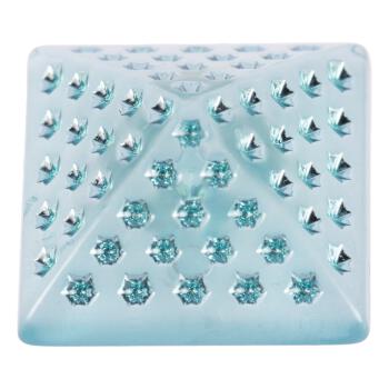 Kunststoffknopf in Pyramidenform transparent-türkisblau...