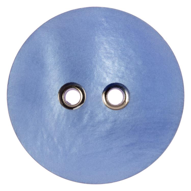 Kunststoffknopf in Perlmuttoptik Blau, Rand und Ösen gold gefärbt