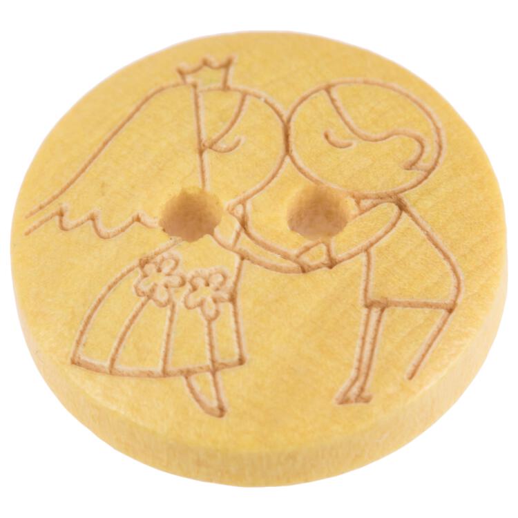 Kinderknopf aus Holz mit feiner Lasergravur Prinzessin und Prinz