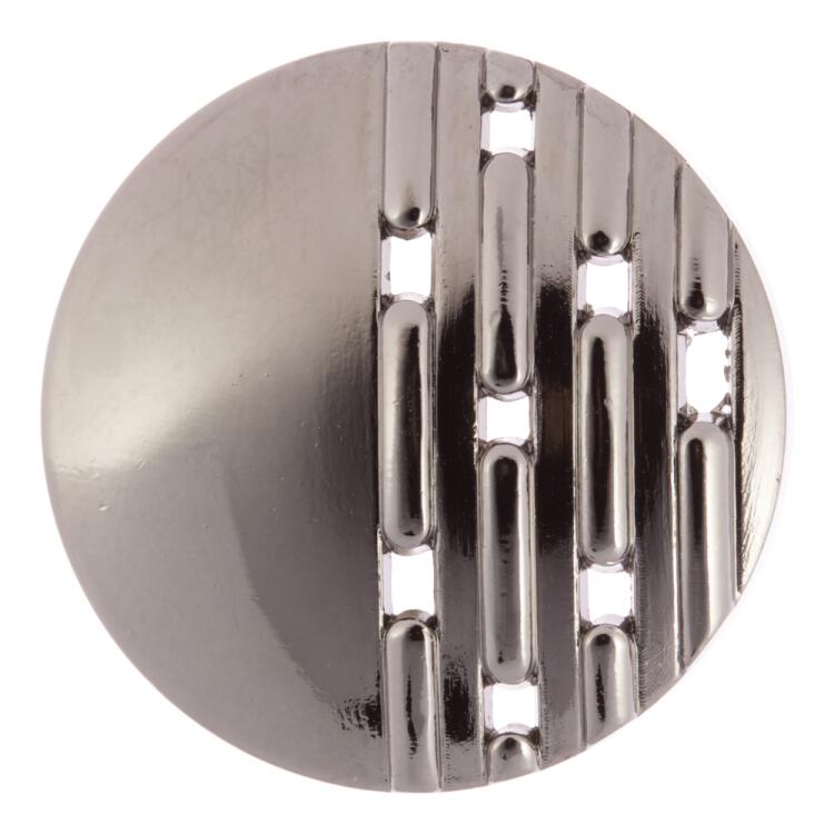 Designerknopf aus Metall in Anthrazitschwarz mit Durchbruchmuster 15mm