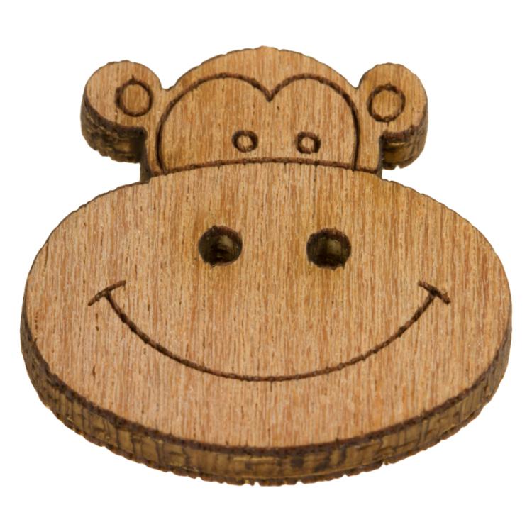 Kinderknopf - lustiger Affenkopf aus echtem Holz