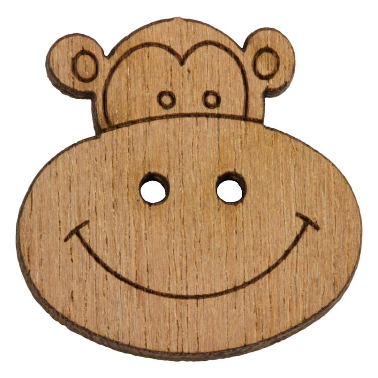 Kinderknopf - lustiger Affenkopf aus echtem Holz 25mm