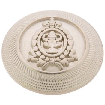 Metallknopf in Silber matt mit Wappenmotiv