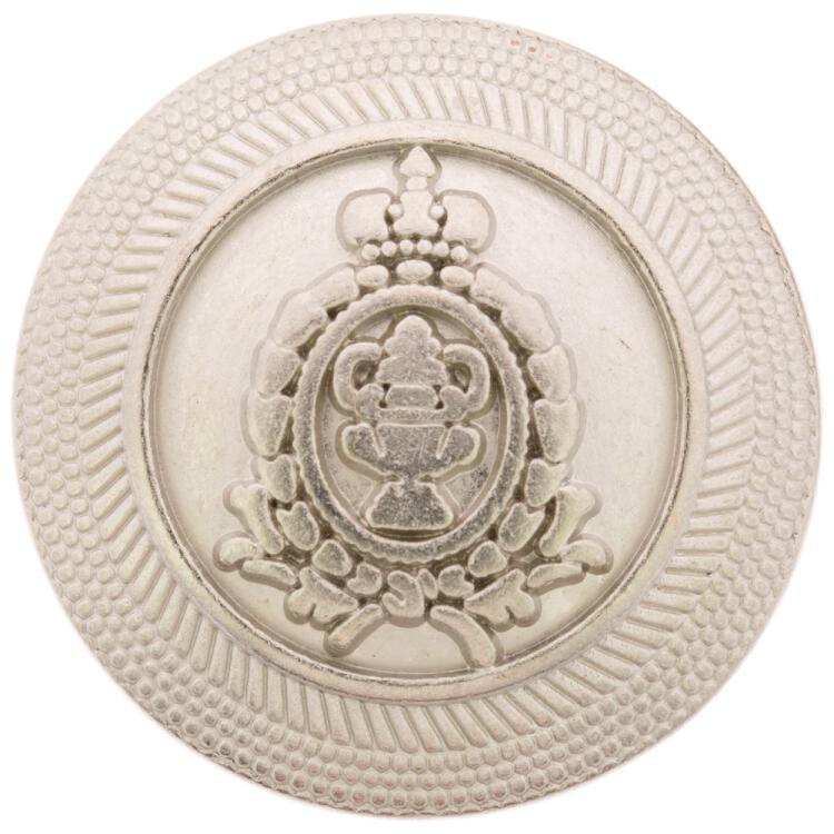 Metallknopf in Silber matt mit Wappenmotiv 25mm