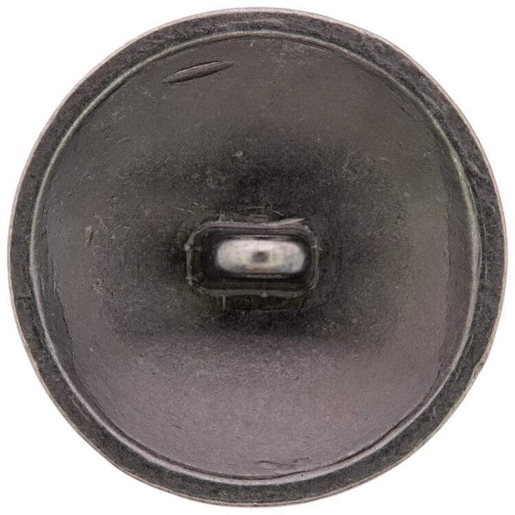 Wappenknopf aus Metall in Altsilber, mittig schwarz emailliert 15mm