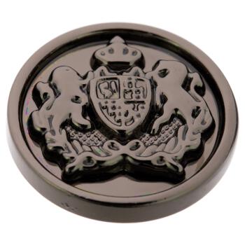 Metallknopf in Schwarz mit Wappen-Einsatz in Gunmetal