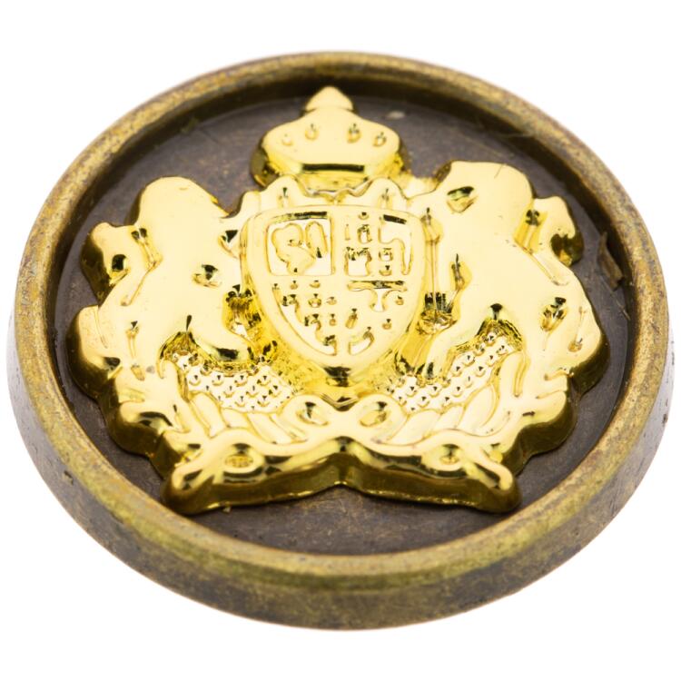 Metallknopf in Messing mit Wappen-Einsatz in Gold 25mm